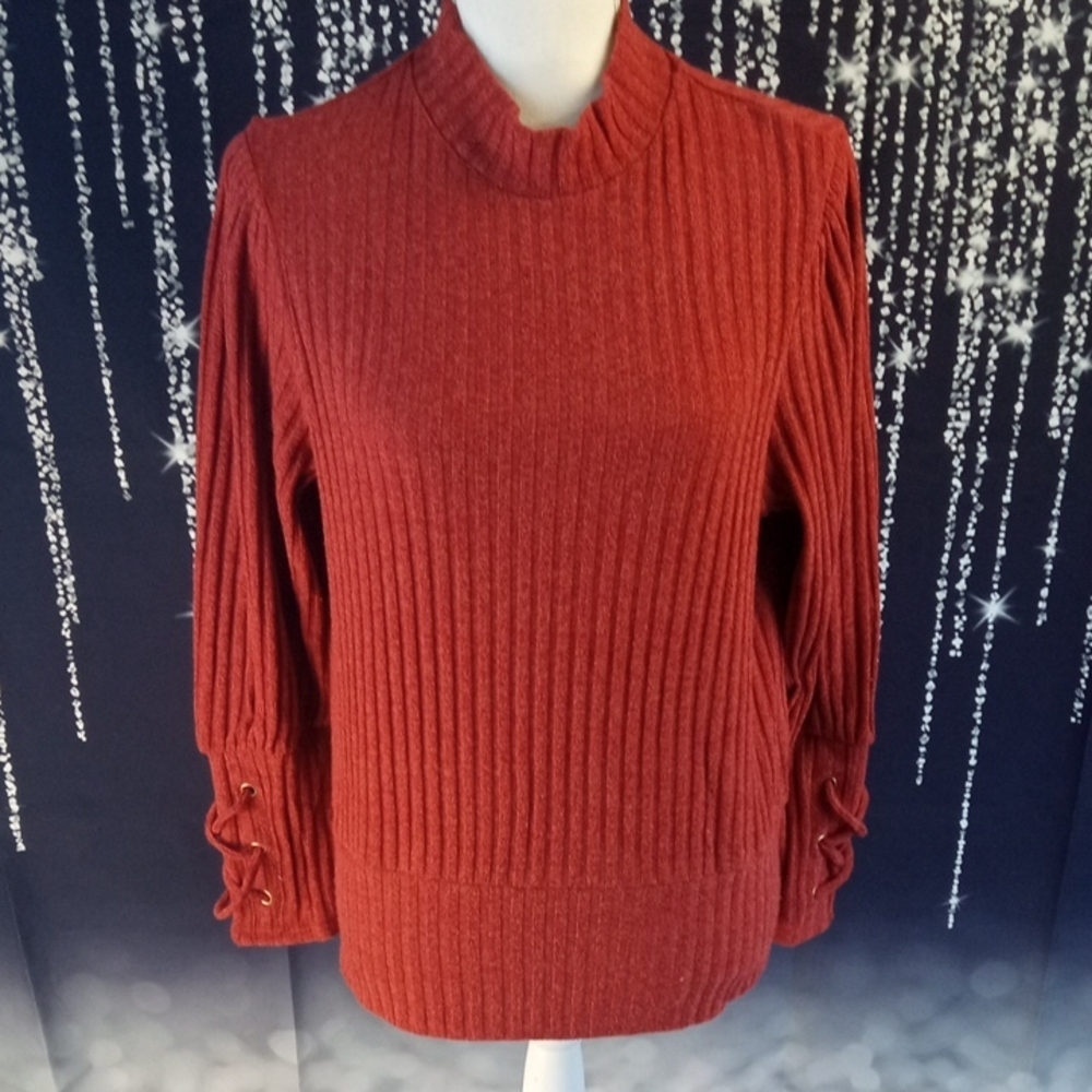 Parallel Skies Women's Ribbed Rust Sweater